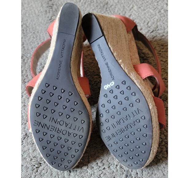 Adrienne Vittadini Platform Wedges Size 9.5 M Strappy Open Toe Burnt Orange - Picture 5 of 5